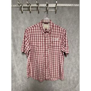 Simms Shirt Men Shirt L Maroon Plaid Fish Hike Outdoor Utility‎ Performance Vent